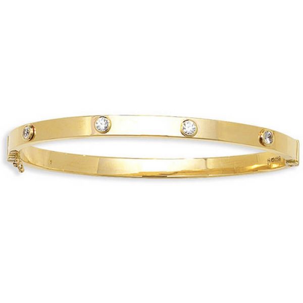 Ladies 6mm CZ Bangle in 9ct Yellow Gold