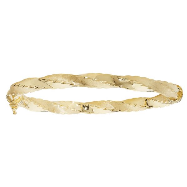 Ladies Hinged Diamond Cut 9ct Yellow Gold Bangle