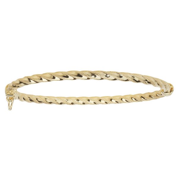 Ladies Hinged Diamond Cut 9ct Yellow Gold Bangle