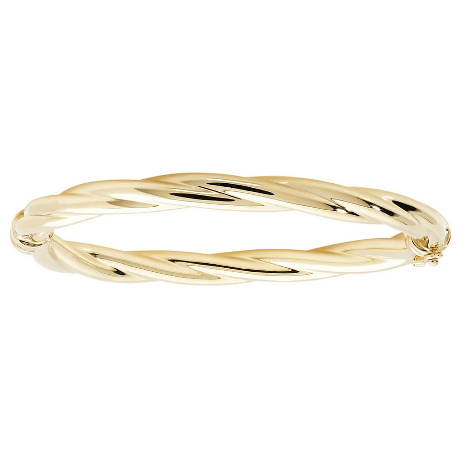 Ladies Hinged Rolled 9ct Yellow Gold Bangle | Hockley Jewellers