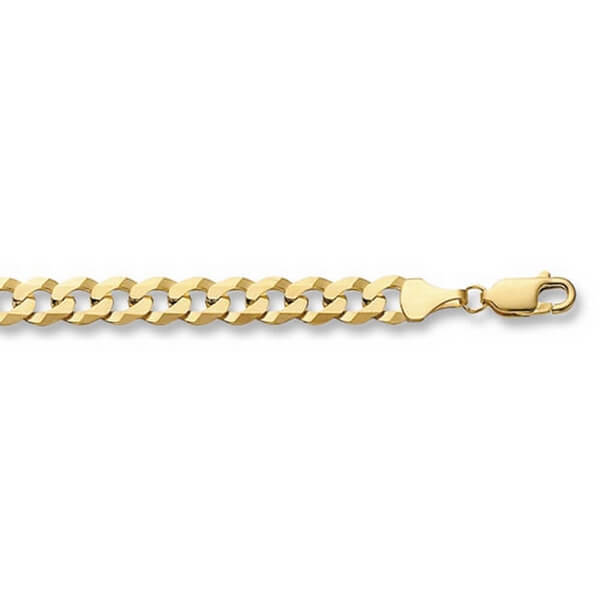 9ct Yellow Gold Flat Bevelled Curb Chain Lengths 7 to 24 inches ...