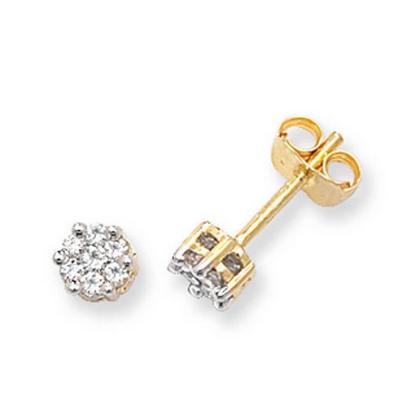 Illusion Set Diamond Stud Earrings in 9ct Yellow Gold (0.25ct ...