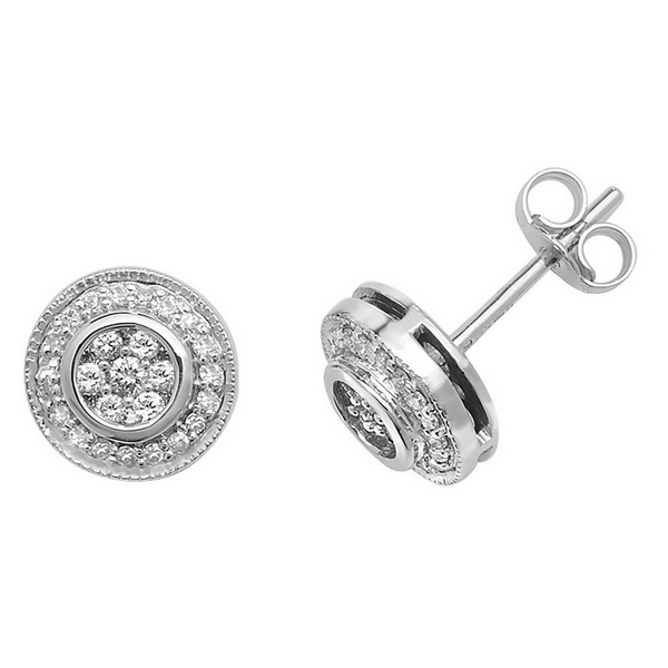 Diamond Halo Design Stud Earrings in 9ct White Gold (0.25ct) | Hockley ...