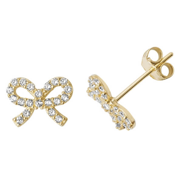 9ct Yellow Gold Bow Stud Earrings | Hockley Jewellers