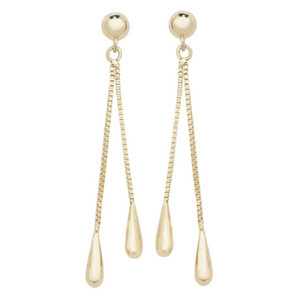 Elongated Teardrop Stud Earrings in 9ct Yellow Gold | Hockley Jewellers