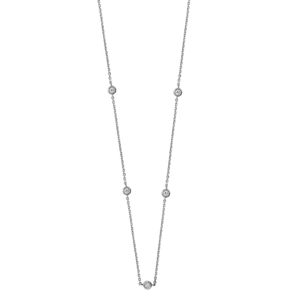 Bezel-Set Stationed Diamond Necklace in 9ct White Gold (0.35ct ...