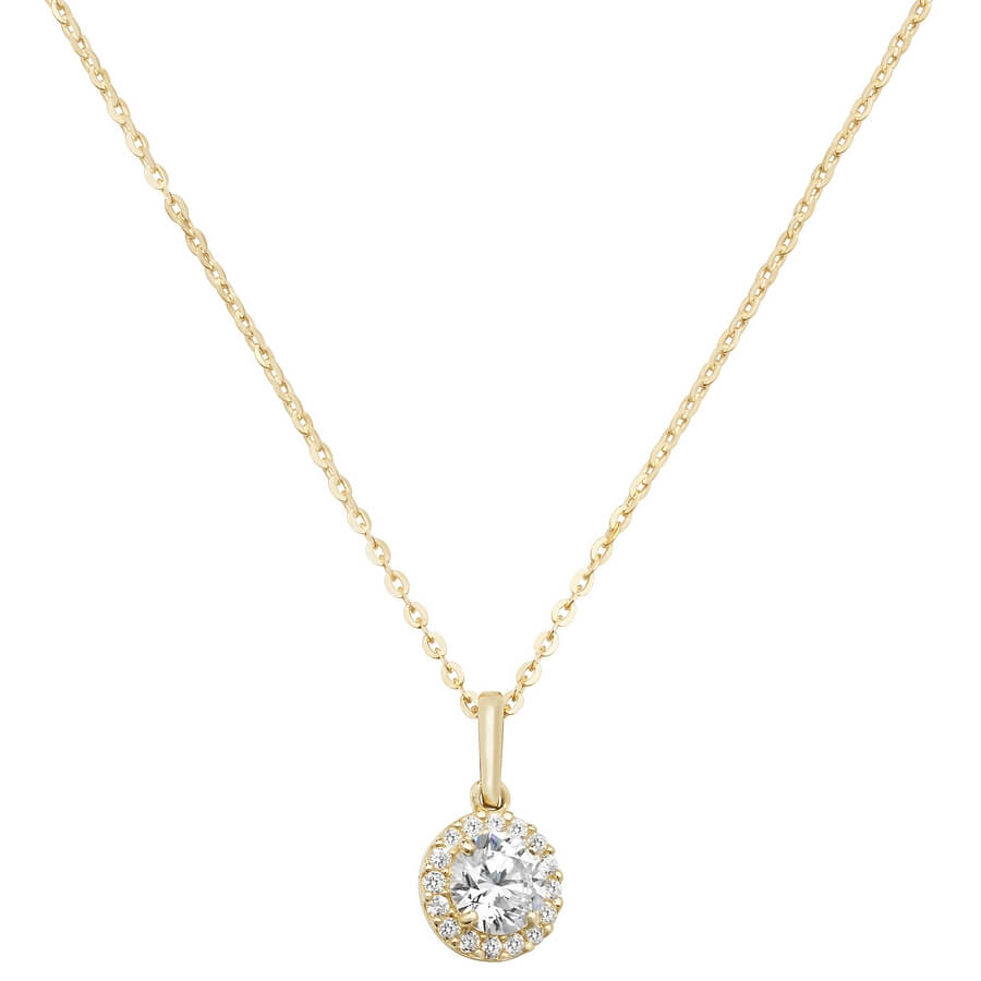 Round Cubic Zirconia 16 plus 2 inch Pendant Necklace in 9ct Yellow Gold ...