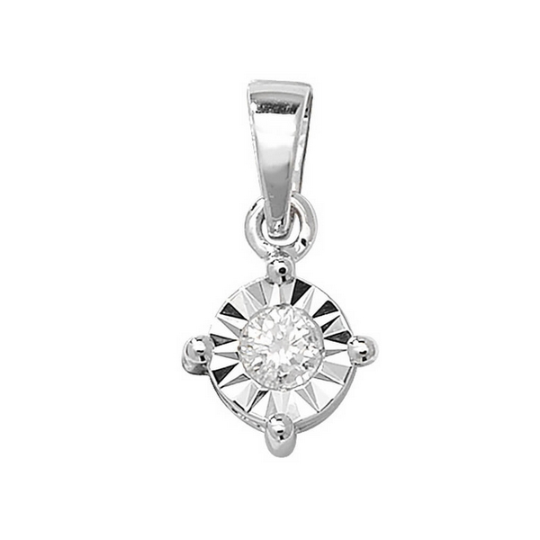 Illusion Set Diamond Pendant in 9ct White Gold (0.13ct) | Hockley Jewellers