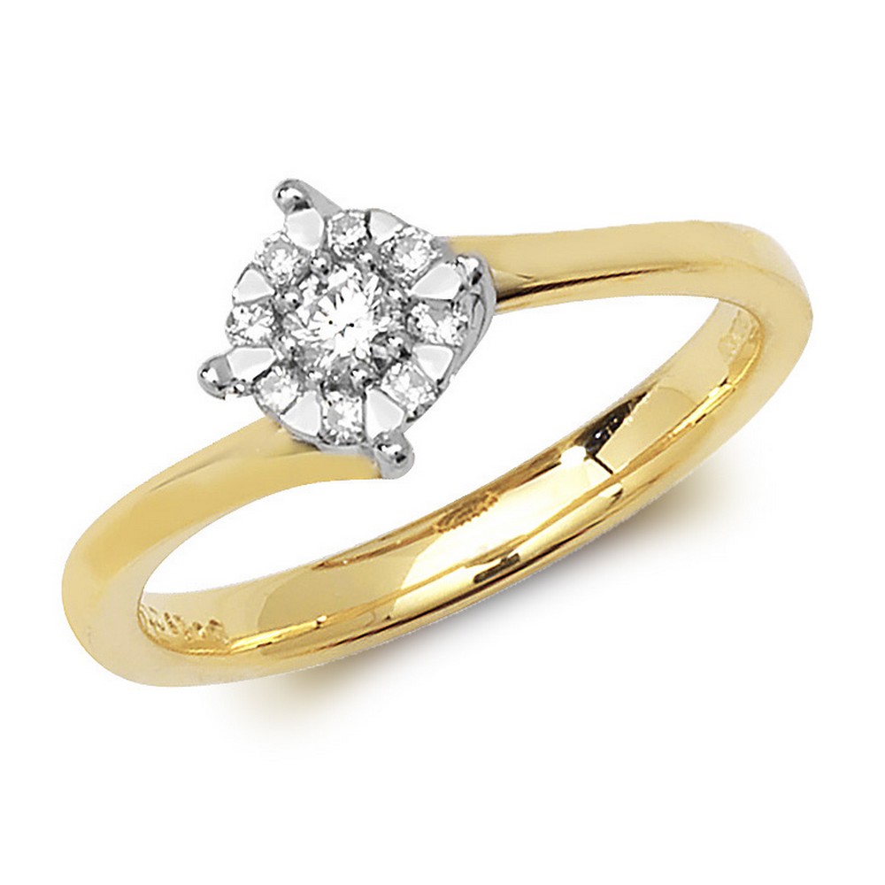 Ladies Twist Diamond Ring in 9ct Yellow (0.18ct) | Hockley Jewellers