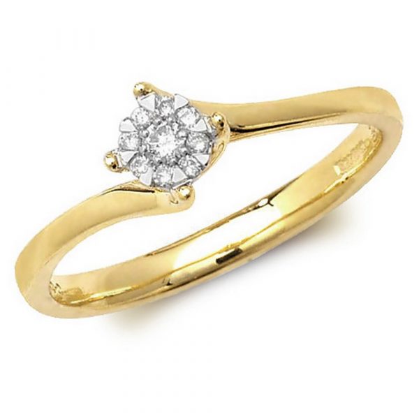 Ladies Twist Diamond Ring in 9ct Yellow Gold (0.08ct)