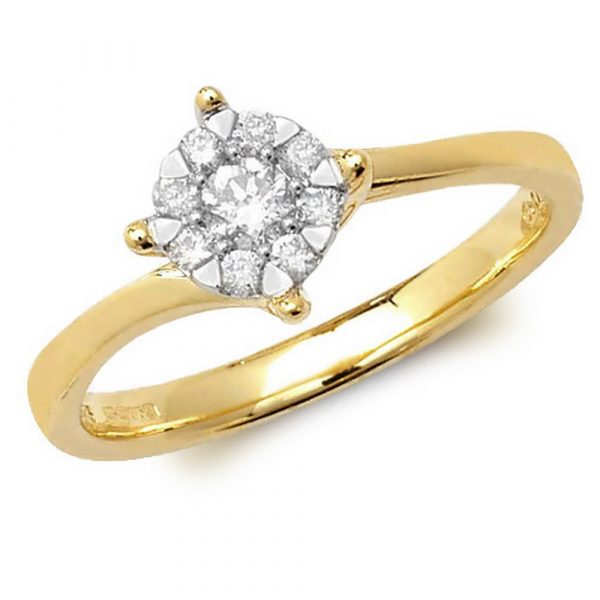 Ladies Twist Diamond Ring in 9ct Yellow Gold (0.25ct)