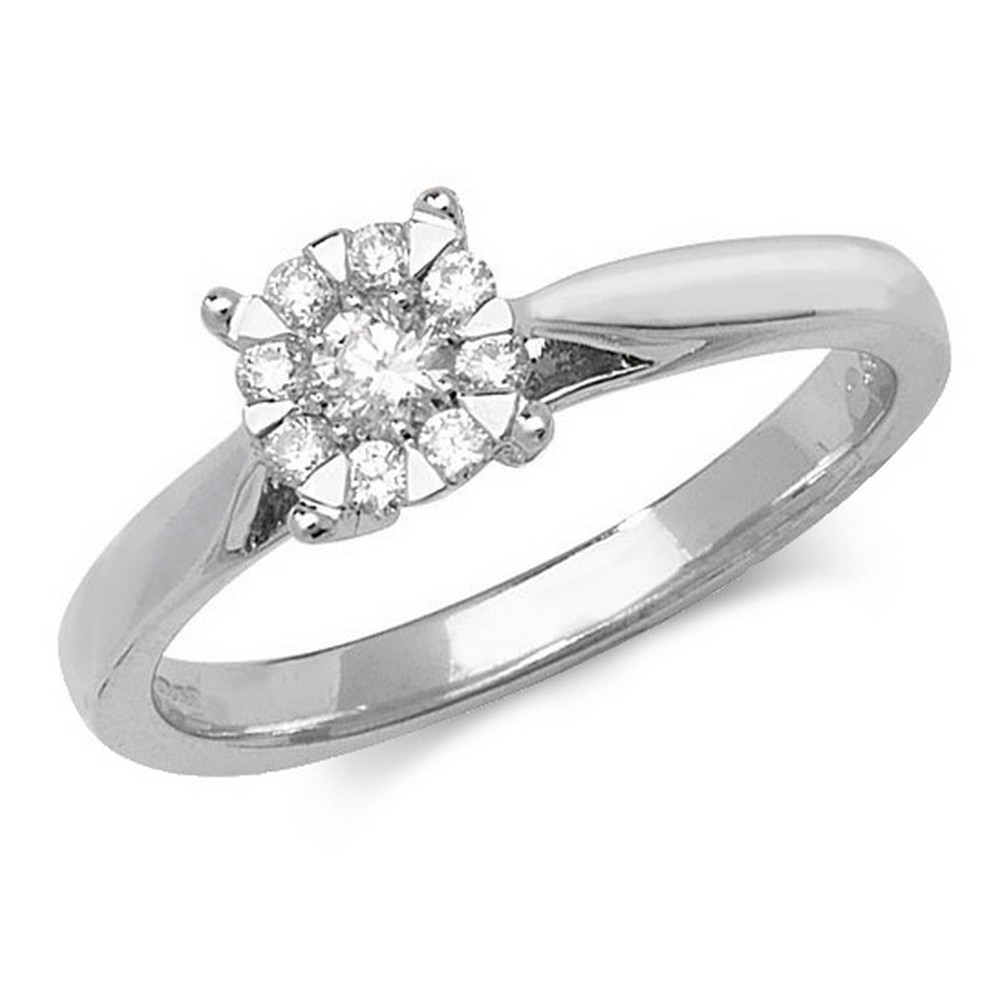 Ladies Diamond Ring with Open Shoulders in 9ct White Gold (0.25ct ...