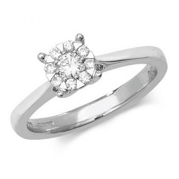 Ladies Diamond Ring in 9ct White Gold (0.25ct)