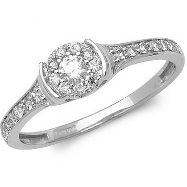 Diamond Ring with Diamond Shoulders in 9ct White Gold (0.33ct)