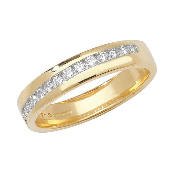 9ct Yellow Gold Round Diamond Crossover Wedding Ring | Hockley Jewellers