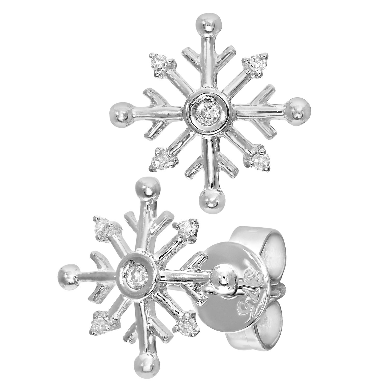 White gold snowflake hot sale stud earrings