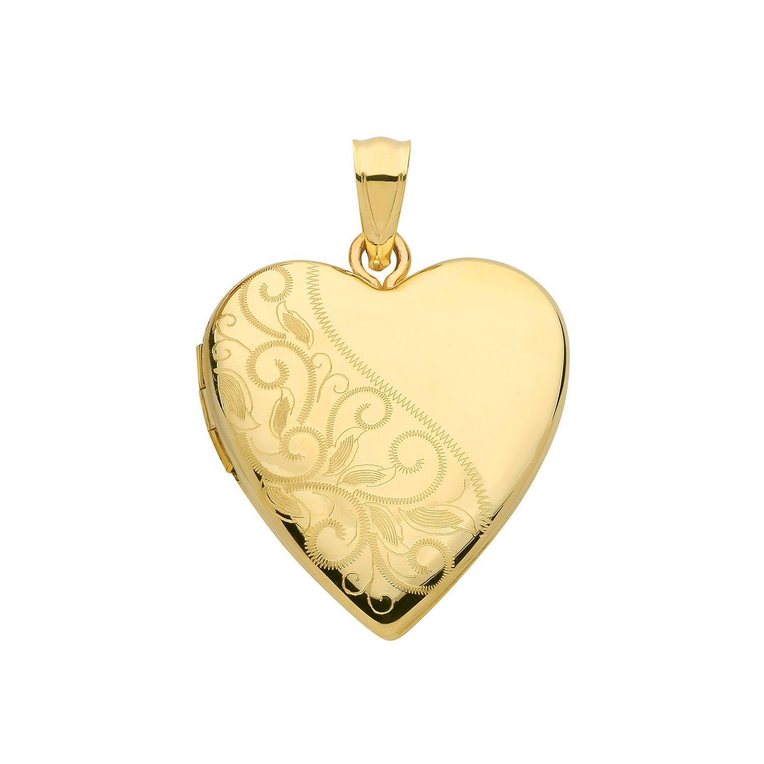 9ct Yellow Gold Engraved Heart Locket 