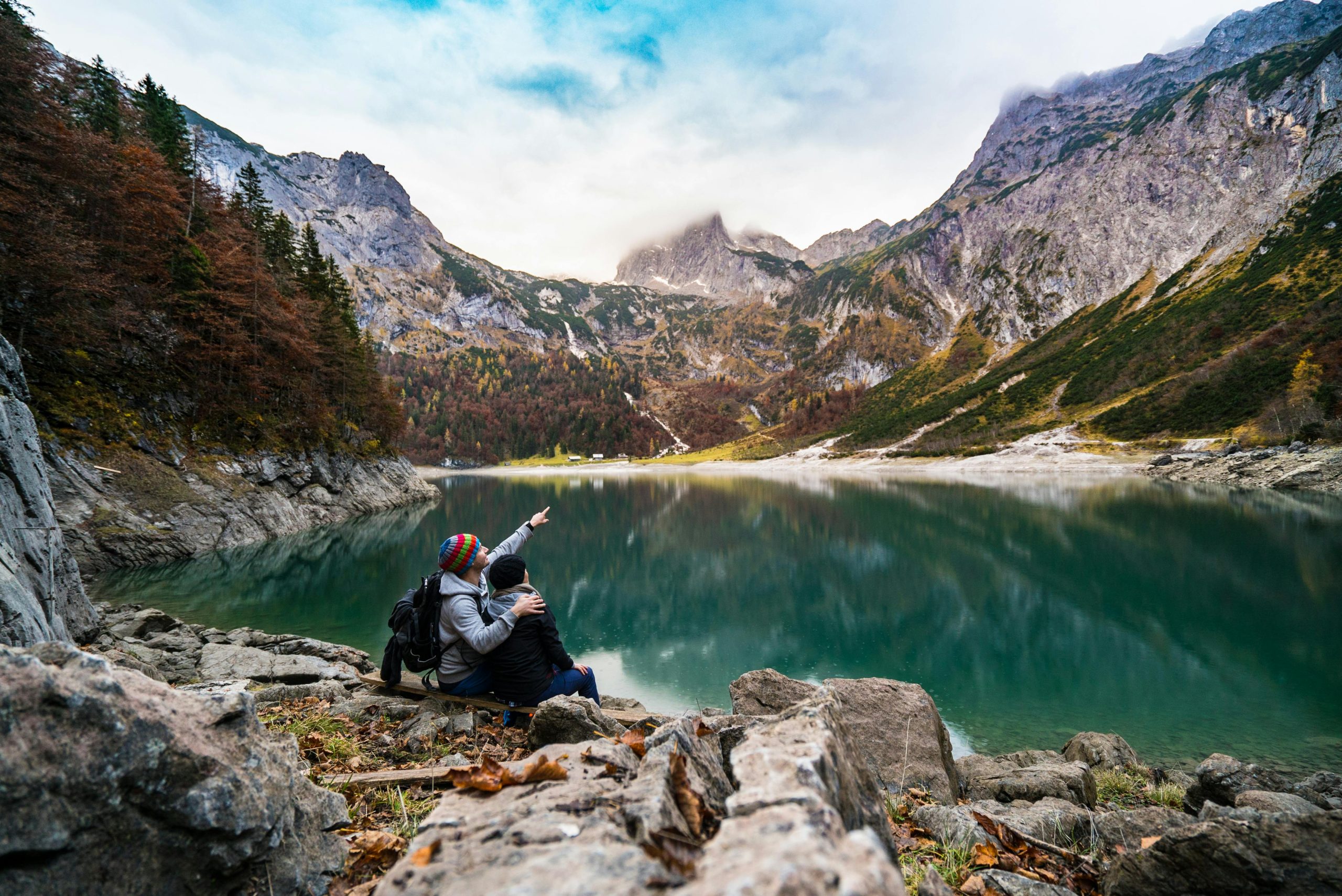 mountain hike couple